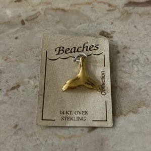 Beaches Collection 14K Over Silver Whale Tail Pendant, NWT.